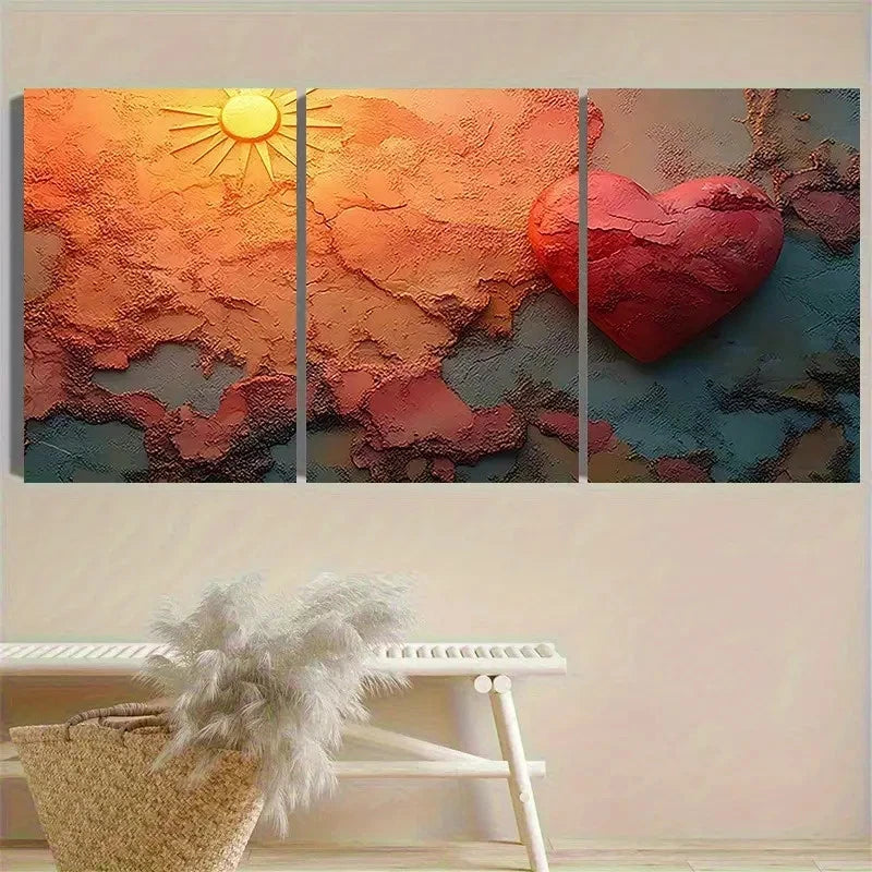 3pcs Warmth of Love Abstract Wall Art Set Canvas Framed 60x90cm - High Quality Print 100% Australian Made Wall Canvas Ready to Hang - Bella Home Decor