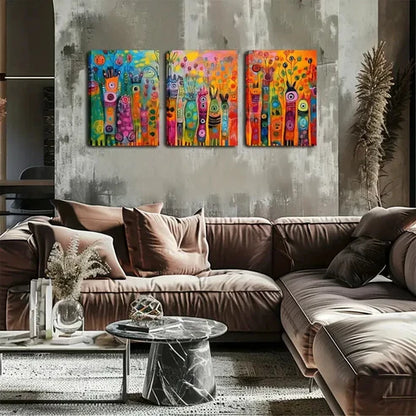 3pcs Magical Cartoon Bacteria Wall Art Set Wall Art Canvas Unframed - High Quality Print 100% Australian Made Wall Canvas