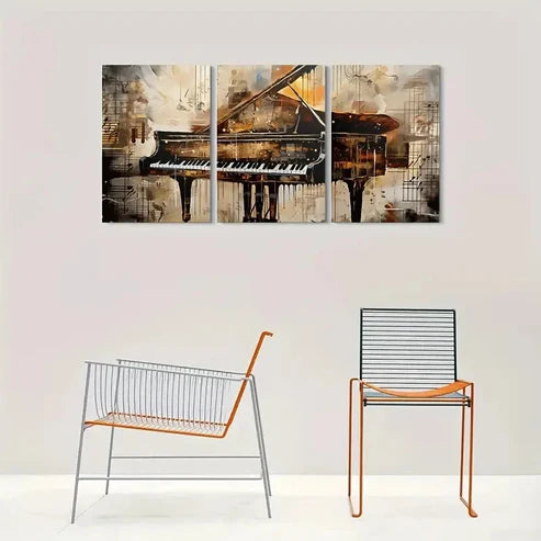 3pcs Modern Musical Instrument Piano Wall Art Canvas Unframed - High Quality Print 100% Australian Made Wall Canvas