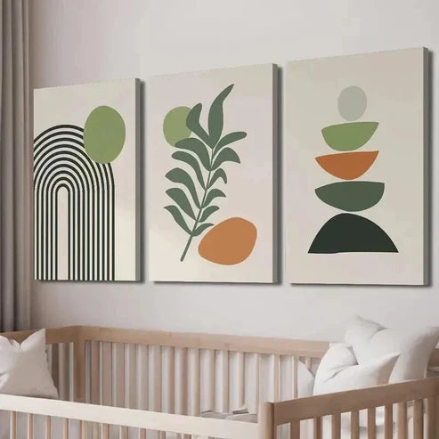 3pcs Boho Style Scandinavian Leaf Wall Art Set Canvas Unframed - High Quality Print 100% Australian Made Wall Canvas - Bella Home Decor