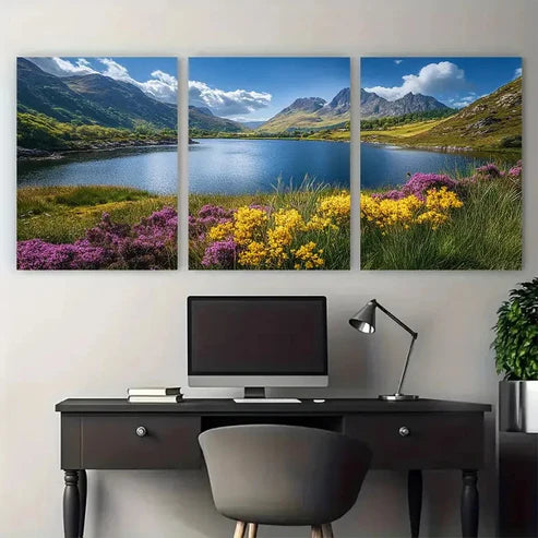 3pcs Snowdonia National Park Wales UK Travel Wall Art Canvas Unframed - High Quality Print 100% Australian Made Wall Canvas