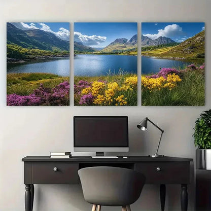 3pcs Snowdonia National Park Wales UK Travel Wall Art Canvas Unframed - High Quality Print 100% Australian Made Wall Canvas
