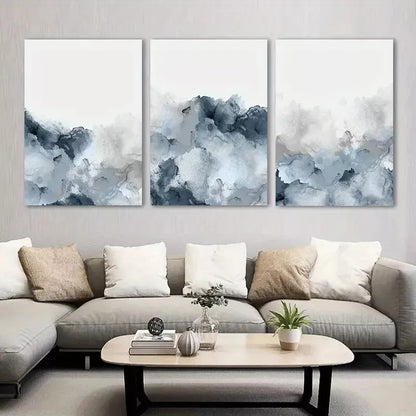 3pcs Blue Gray Wall Art Abstract Canvas Framed 40x60cm - High Quality Print 100% Australian Made Wall Canvas Ready to Hang - Bella Home Decor