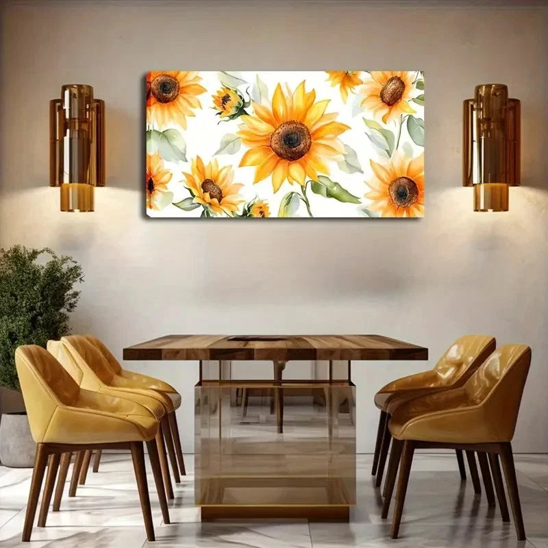 Vibrant Sunflower Decor Wall Art Canvas Office Home Room Framed 120x60cm