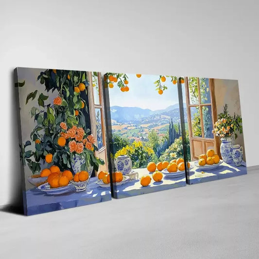 3pcs Peaceful Floral & Botanical Mountain View Art Set Canvas Framed 50x70cm - High Quality Print 100% Australian Made Wall Canvas Ready to Hang