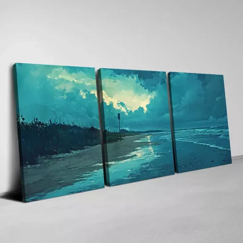 3pcs Charming Beach Scenery with Sky View Wall Art Canvas Unframed - High Quality Print 100% Australian Made Wall Canvas - Bella Home Decor