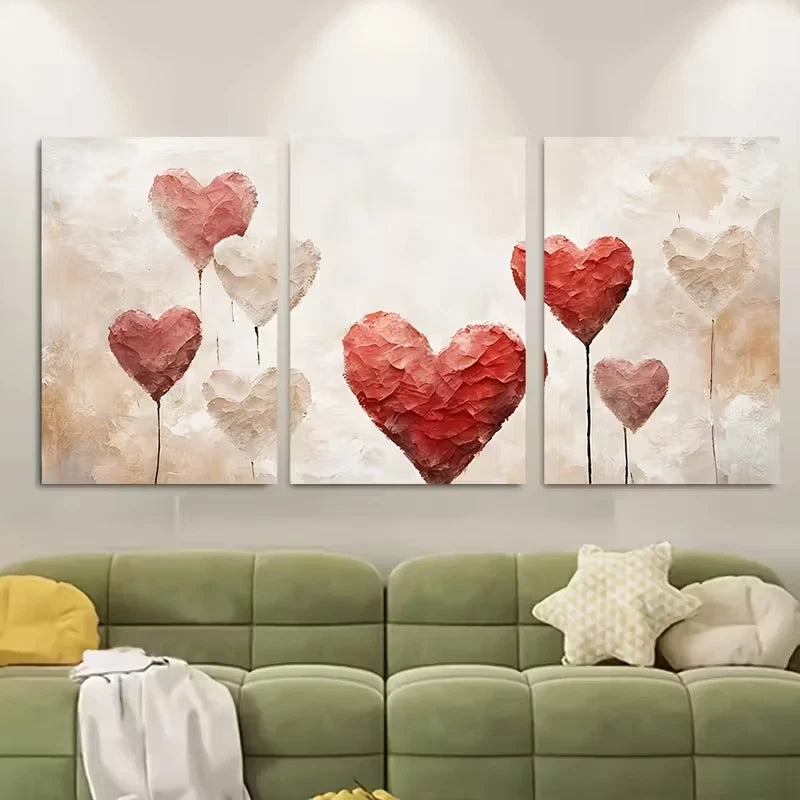3pcs Vintage Valentine'S Day Heart Balloon Metal Print Ready to Hang Art