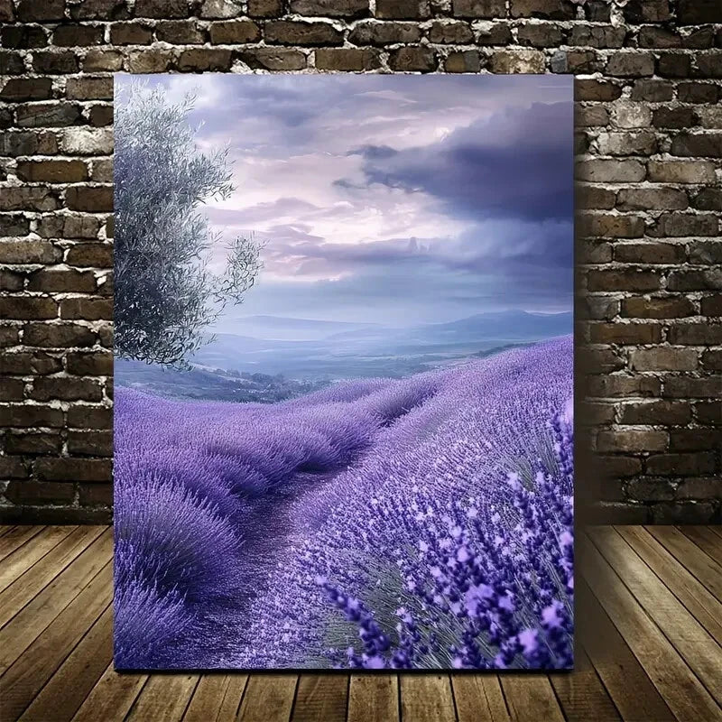 Beautiful Vibrant Purple Lavender Field with Rolling 40x60cm Metal Print Ready to Hang - Bella Home Decor