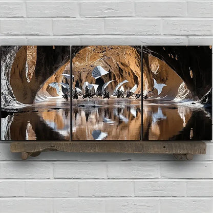 3pcs Kite on The Desert Canyon Brown Themed Metal Print Ready to Hang Art - Bella Home Decor