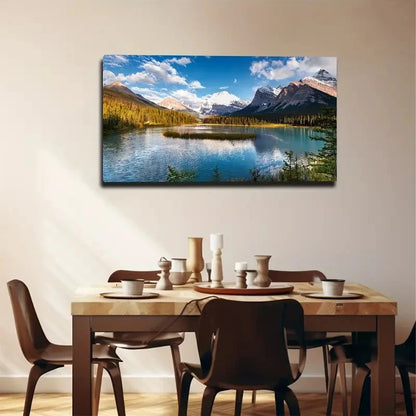 Serene Lake & Distant Wall Art Canvas Office Home Room Framed 120x60cm