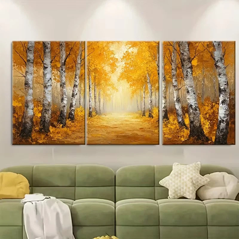 3pcs Bright Nature Landscape Textured Metal Print Ready to Hang Art - Bella Home Decor