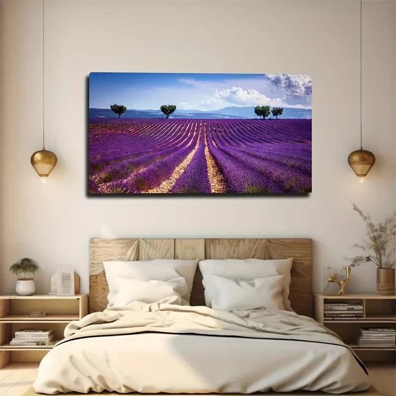 Vibrant Provence Lavender Wall Art Canvas Office Home Room Framed 120x60cm
