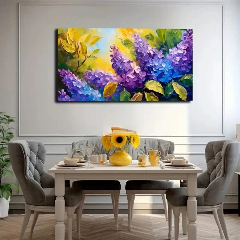 Vibrant Purple Blue Wisteria Wall Art Canvas Office Home Room Framed 120x60cm