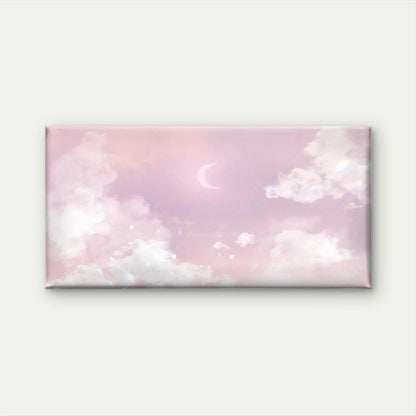 Pink Sky With Crescent Moon Wall Art Canvas Office Home Room Framed 120x60cm