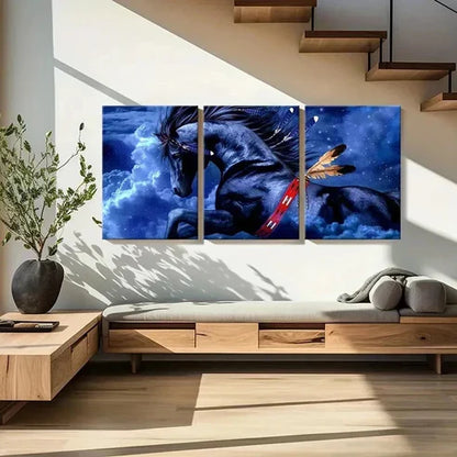 3pcs Red Indians Horse Wall Art Set Canvas Unframed - High Quality Print 100% Australian Made Wall Canvas