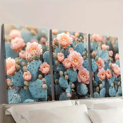 3pcs Cactus Floral Botanical CFB    Wall Art Set Canvas Framed 40x60cm - High Quality Print 100% Australian Made Wall Canvas Ready to Hang - Bella Home Decor