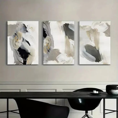 3pcs Black Beige Grey Art with Golden Wall Art Set Canvas Unframed - High Quality Print 100% Australian Made Wall Canvas