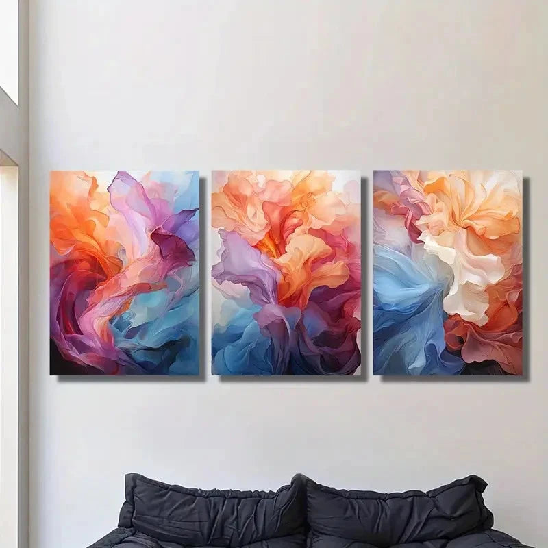3pcs Abstract Art Dazzling Colorful Bright Metal Print Ready to Hang Art - Bella Home Decor