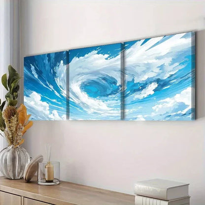 3pcs Tornado Modern Art Deco Style Wall Art Set Canvas Framed 60x90cm - High Quality Print 100% Australian Made Wall Canvas Ready to Hang
