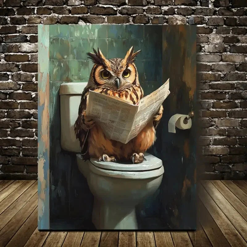 Beautiful Whimsy Woodland Owl Painting 40x60cm Metal Print Ready to Hang - Bella Home Decor