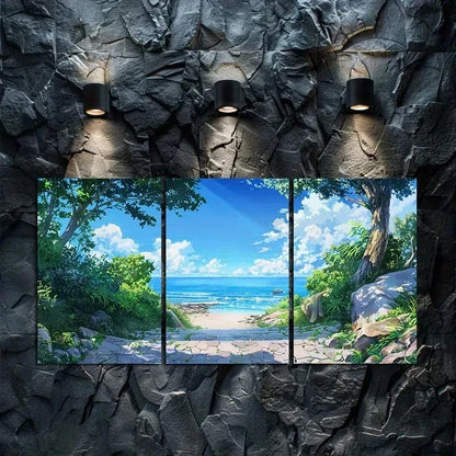 3pcs Japanese Anime Fantasy Landscape Metal Print Ready to Hang Art