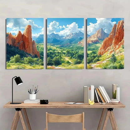 3pcs Vibrant Colorado Mountains & Red Rocks Lands Metal Print Ready to Hang Art - Bella Home Decor