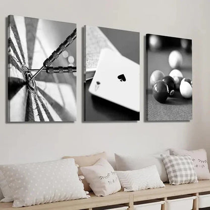 3pcs Dartboard with Bullseye Ace of Spades Wall Art Set Canvas Unframed - High Quality Print 100% Australian Made Wall Canvas - Bella Home Decor