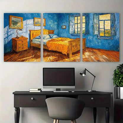 3pcs Vincent van Gogh's The Bedroom Metal Print Ready to Hang Art - Bella Home Decor