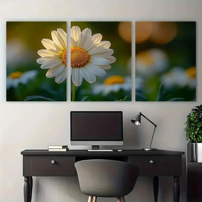 3pcs Daisy Chamomile Floral Summer Spring Metal Print Ready to Hang Art - Bella Home Decor