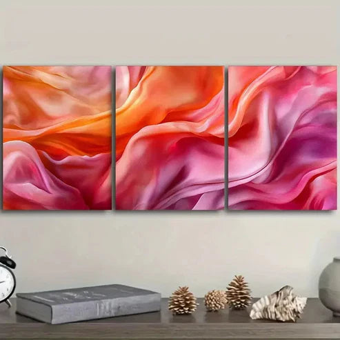 3pcs Flowing silk Wall Art Set Canvas Unframed - High Quality Print 100% Australian Made Wall Canvas - Bella Home Decor