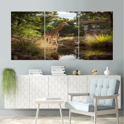 3pcs Famous City Adelaide Zoo, Australia Wall Art Set Canvas Framed 50x70cm - High Quality Print 100% Australian Made Wall Canvas Ready to Hang