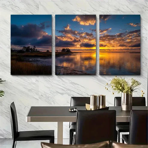 3pcs Panoramic Sunrise & Sunset Wall Art Canvas Unframed - High Quality Print 100% Australian Made Wall Canvas