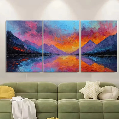 3pcs Abstract Textured Mountain Metal Print Ready to Hang Art - Bella Home Decor