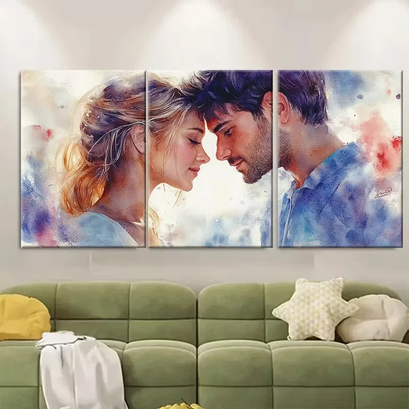 3pcs Wedding Watercolor Portrait Metal Print Ready to Hang Art