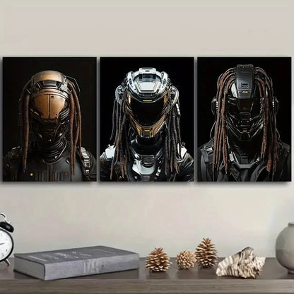 3pcs Robots with dreadlocks Wall Art Set Canvas Framed 40x60cm - High Quality Print 100% Australian Made Wall Canvas Ready to Hang - Bella Home Decor