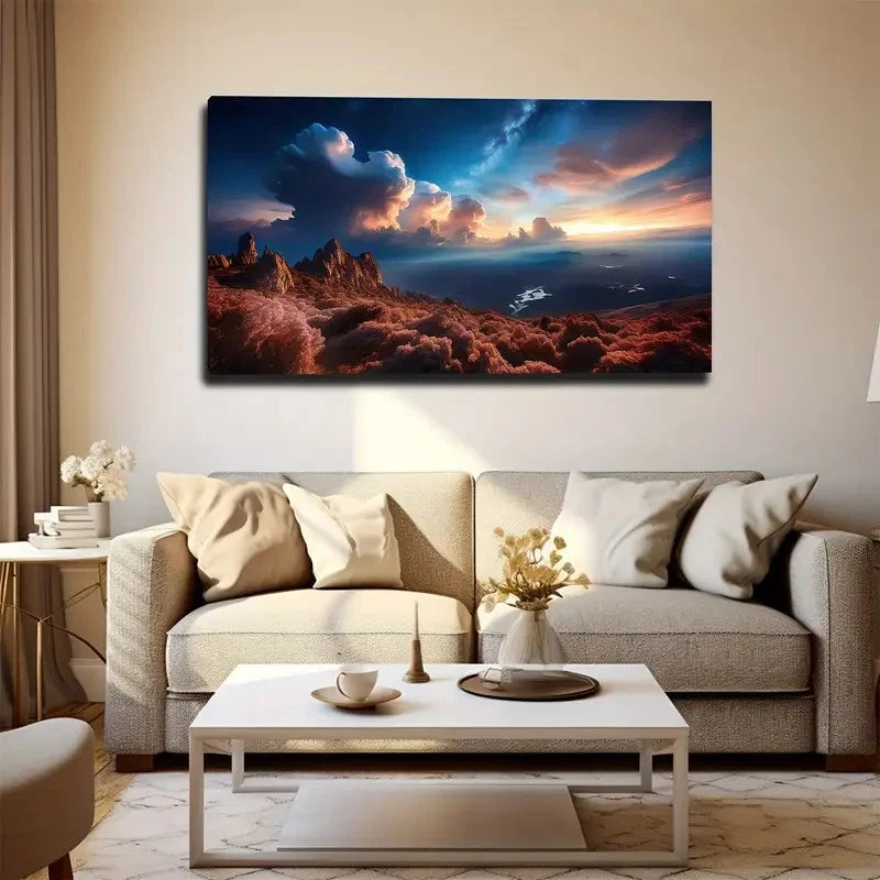 Desert Under The Sky Wall Art Canvas Office Home Room Framed 120x60cm