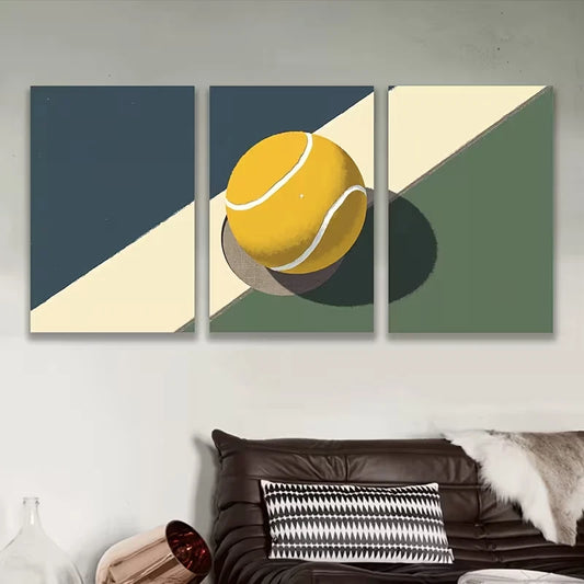 3pcs Tennis Theme Metal Print Ready to Hang Art