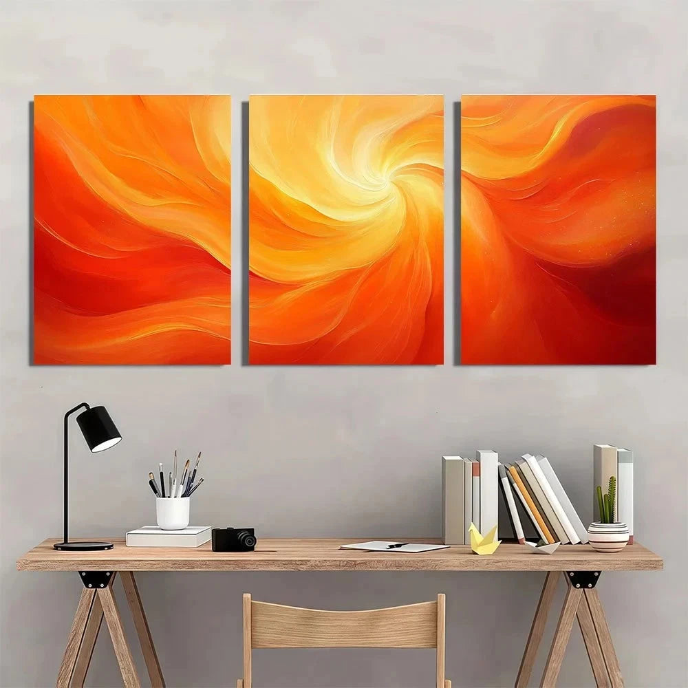 3pcs Modern Abstract Swirl Design Metal Print Ready to Hang Art - Bella Home Decor