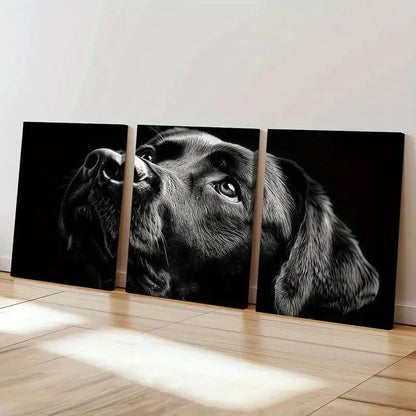 3pcs Black Labrador Retriever Art Decor Wall Art Set Canvas Framed 60x90cm - High Quality Print 100% Australian Made Wall Canvas Ready to Hang - Bella Home Decor