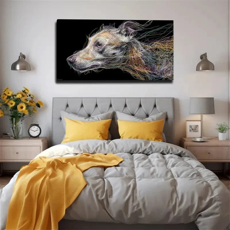 Abstract Dog Portrait Decor Wall Art Canvas Office Home Room Framed 120x60cm