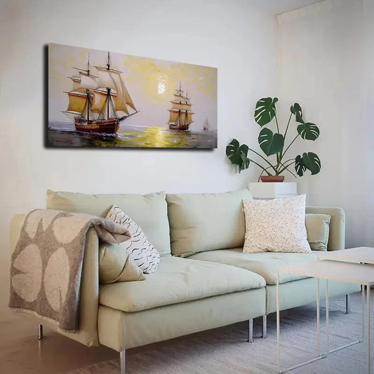 Swaying Sailboats Oil Painting Wall Art canvas office home room framed 120x60cm