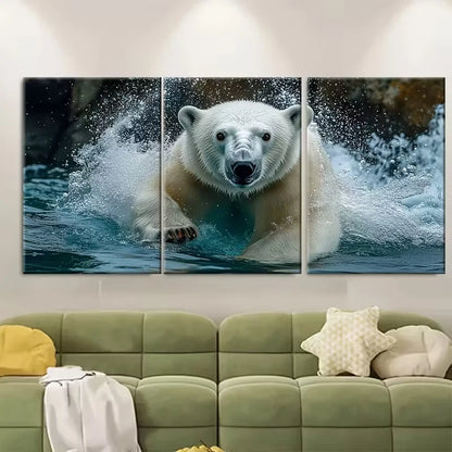 3pcs Polar Bear Underwater Metal Print Ready to Hang Art