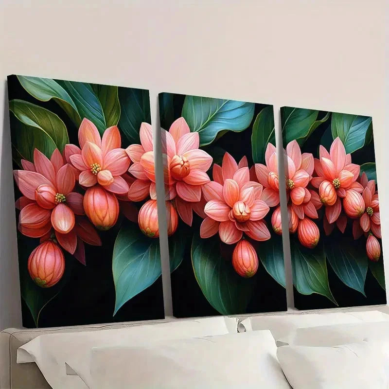 3pcs Vibrant Pink Medinilla Floral N   Wall Art Set Canvas Framed 40x60cm - High Quality Print 100% Australian Made Wall Canvas Ready to Hang - Bella Home Decor