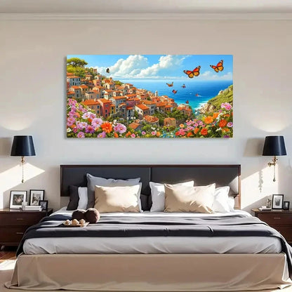 Butterfly Seascape Scenery Wall Art Canvas Office Home Room Framed 120x60cm