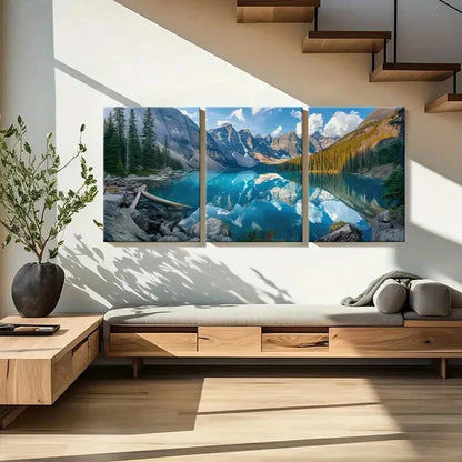 3pcs Mountain Reflection Lake Serenity Landscape Metal Print Ready to Hang Art - Bella Home Decor