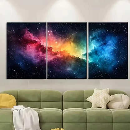 3pcs Colorful Watercolor Abstract Space Design Metal Print Ready to Hang Art - Bella Home Decor