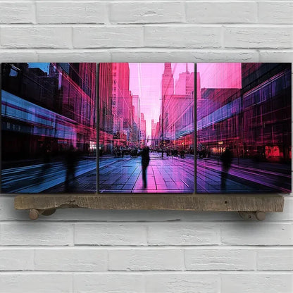 3pcs Colorful City Painting Buildings Metal Print Ready to Hang Art - Bella Home Decor