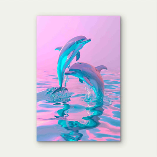 Rendering Dolphins 40x60cm Metal Print Ready to Hang