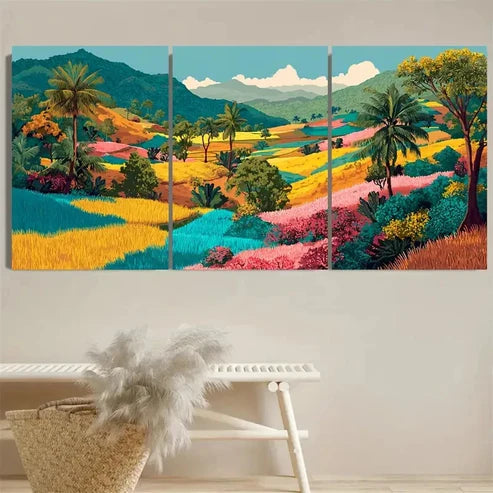 3pcs Sumba Mountain Park Sumba Island Indonesia Wall Art Canvas Unframed - High Quality Print 100% Australian Made Wall Canvas - Bella Home Decor