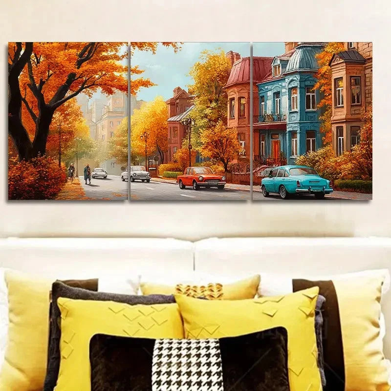 3pcs apartment buildings Wall Art Set Canvas Framed 60x90cm - High Quality Print 100% Australian Made Wall Canvas Ready to Hang - Bella Home Decor